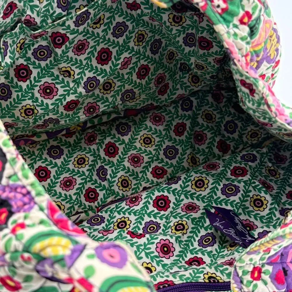 Vera Bradley Viva La Vera Purple Floral Print Quilted Tote Hobo Bag
